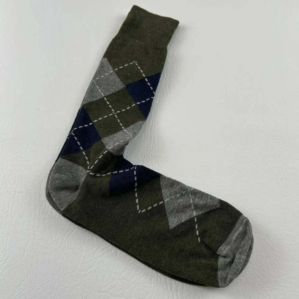 Nordstrom Made in Italy Men’s Crew Socks Argyle Cotton Blend Size 6-12.5